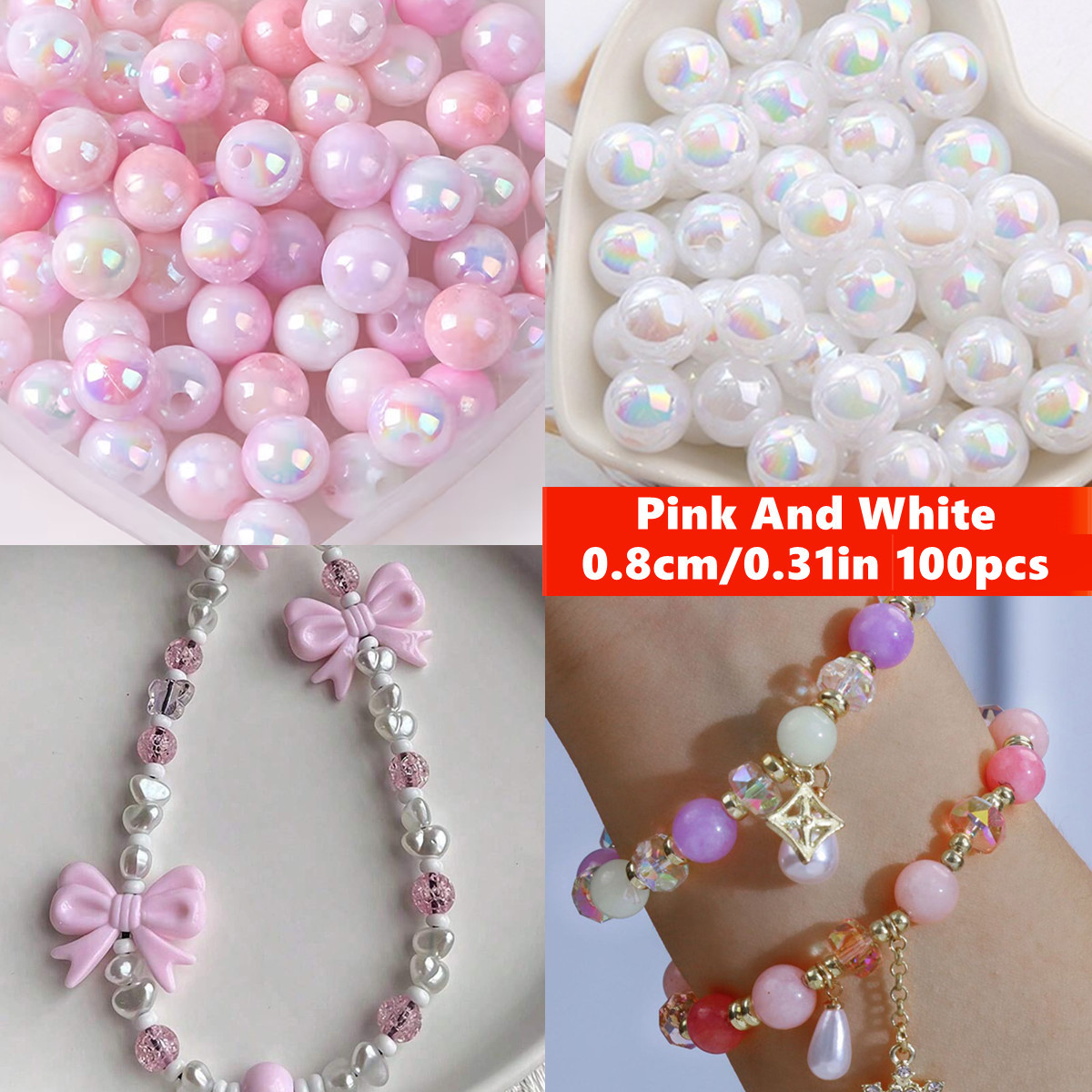 8mm 100pcs Pink Cute And Beaut - Coupling 8Mm recension och pris