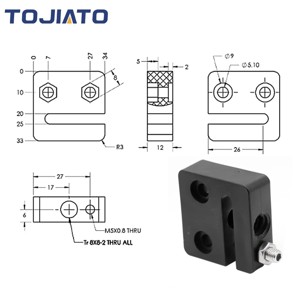 1-6pcs Anti-Backlash Nut Block - Lead Screw 8Mm recension och pris